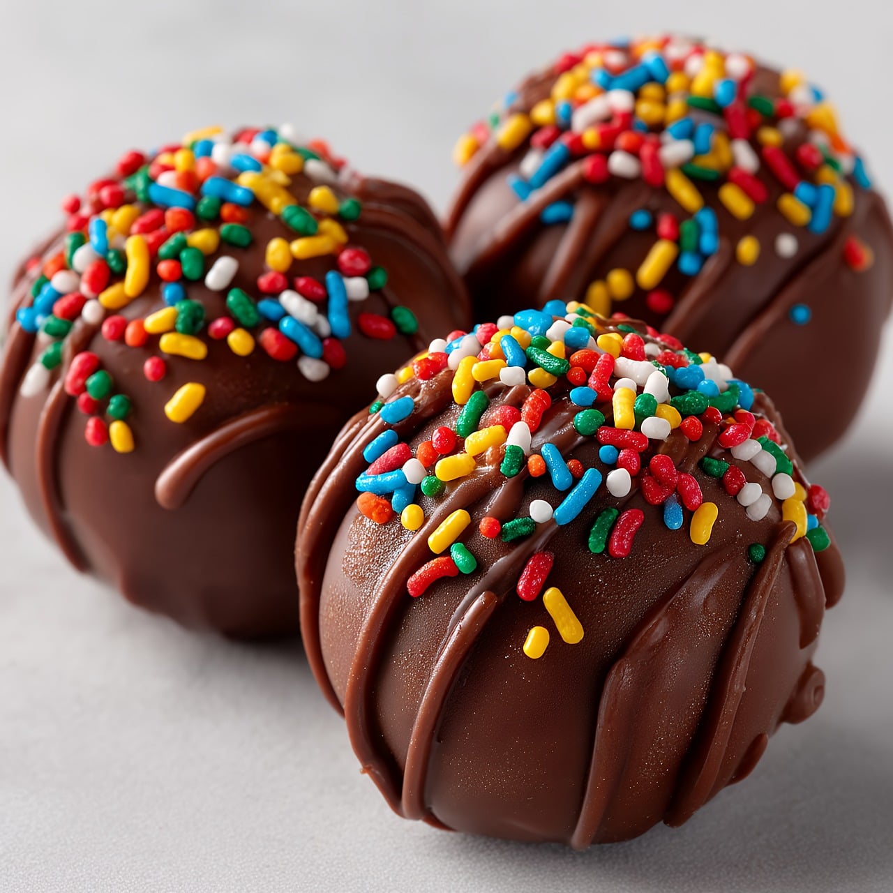 Brigadeiros coloridos passados no granulado