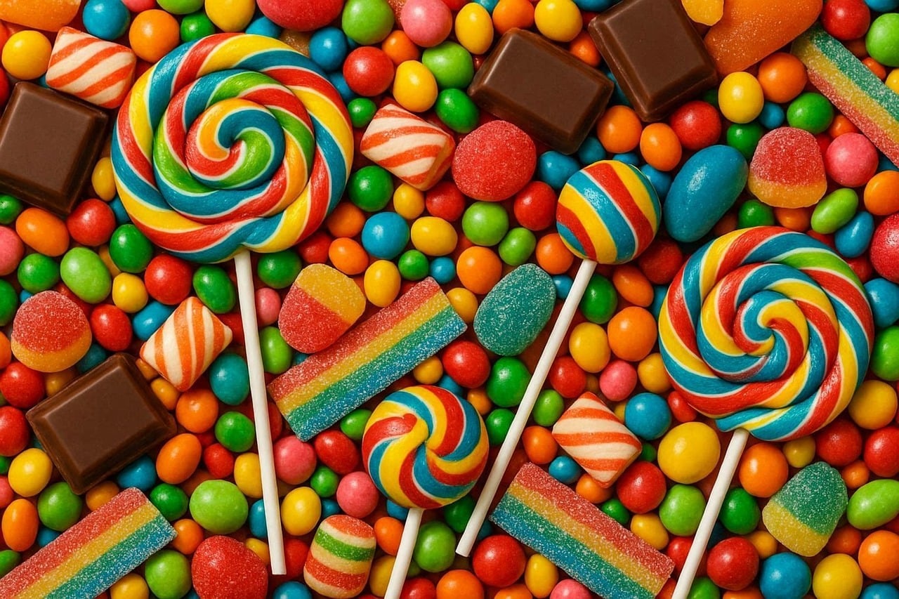Pirulitos de chocolate coloridos em formatos divertidos